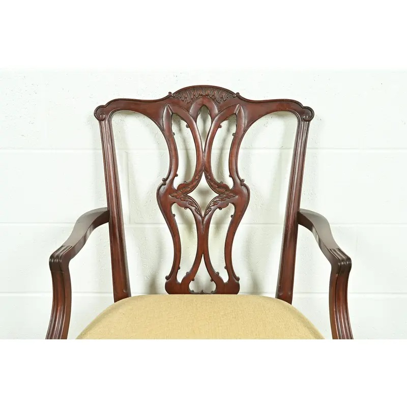 Baker Furniture Style Georgian Carved Mahogany Dining Chairs, Set of Six - Image 7