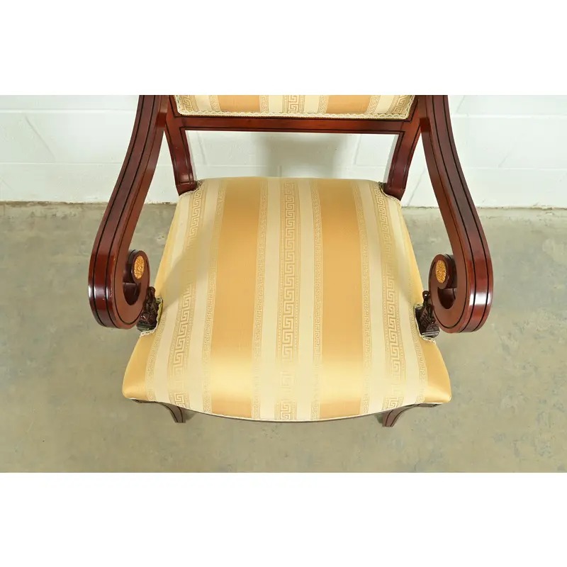 Baker Furniture Style Regency Carved Mahogany Armchairs, Pair - Image 7