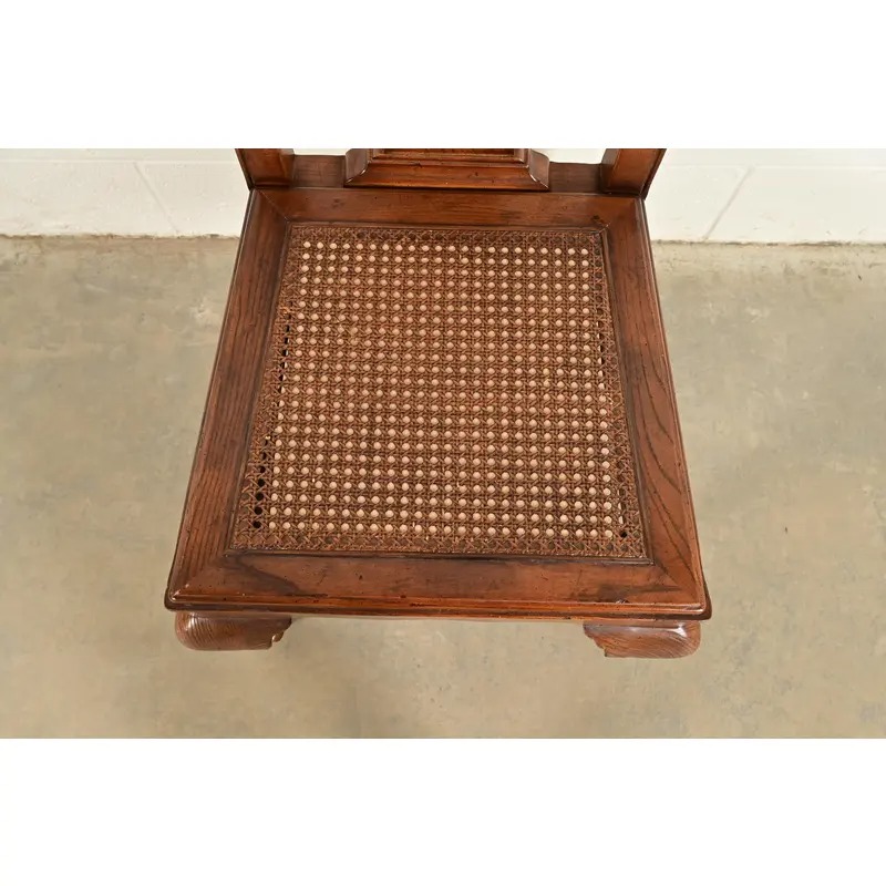 Henredon Georgian Carved Oak and Cane Side Chairs or Dining Chairs, Pair - Image 7