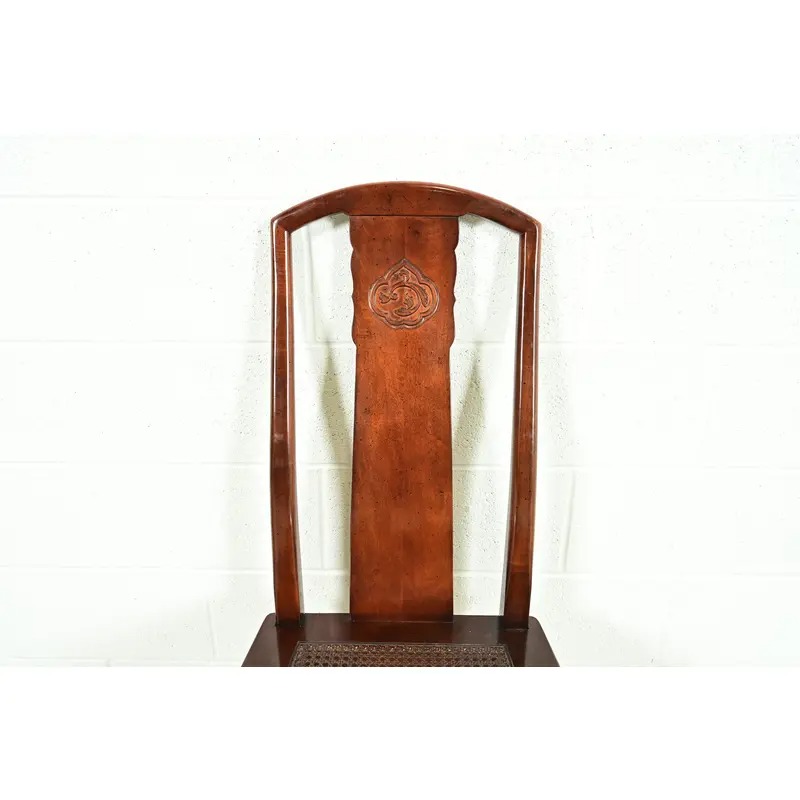 Henredon Hollywood Regency Chinoiserie Sculpted Mahogany Dining Chairs, Set of Six - Image 7