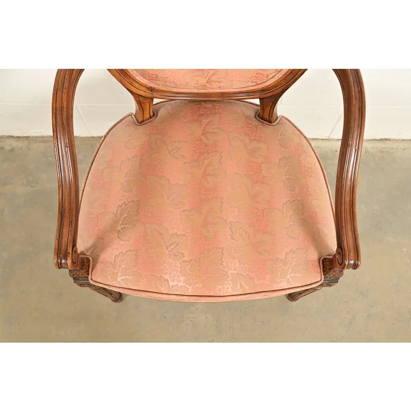 Karges French Regency Louis XVI Carved Walnut Armchairs, Pair - Image 7