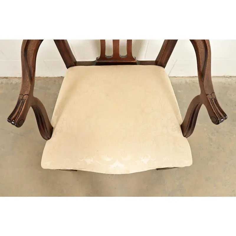 Kindel Furniture Georgian Carved Mahogany Armchairs, Pair - Image 7