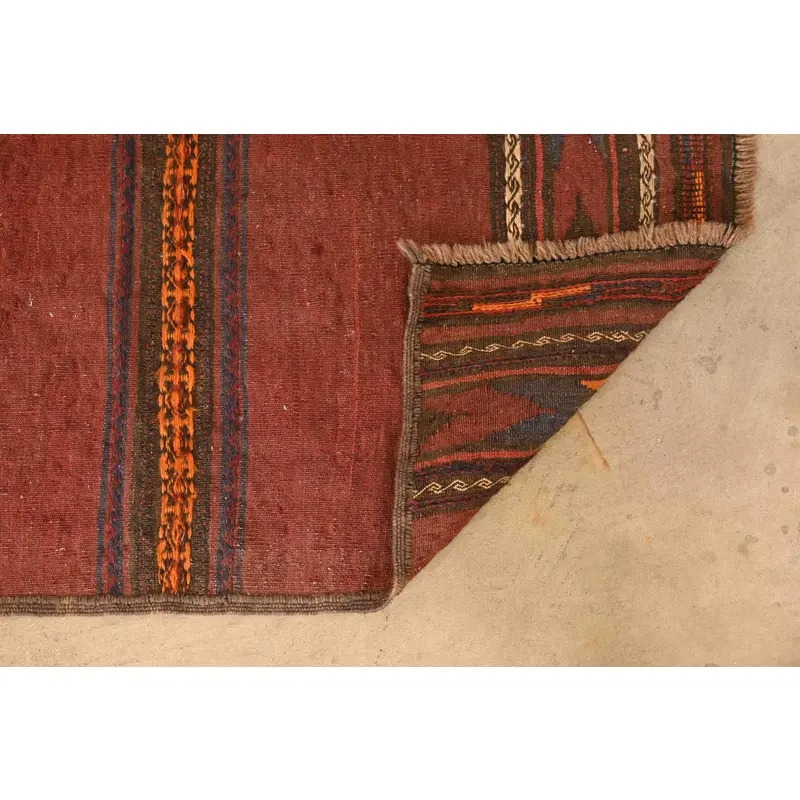 Mid-Century Modern Hand-Woven Afghan Kilim Flat Weave Runner Rug - Image 7