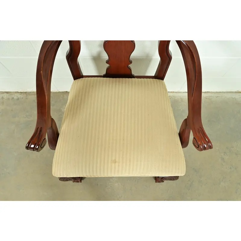 Thomasville Chippendale Carved Cherry Wood Armchairs, Pair - Image 7