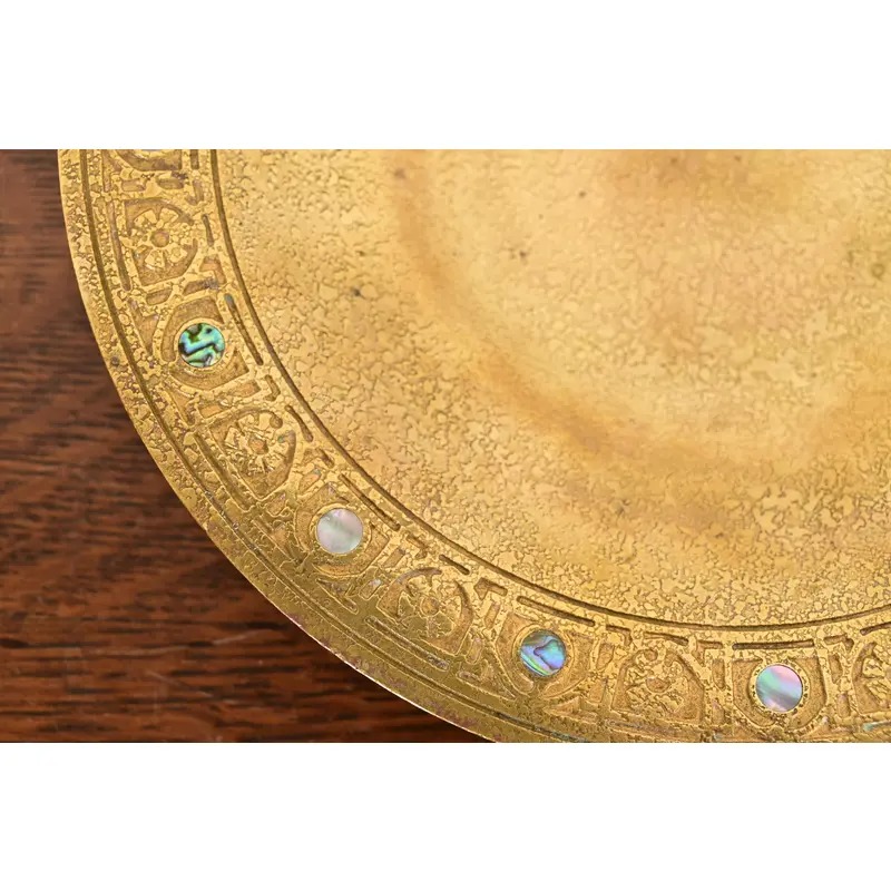 Tiffany Studios New York Bronze Doré Bowl With Abalone Inlay - Image 7