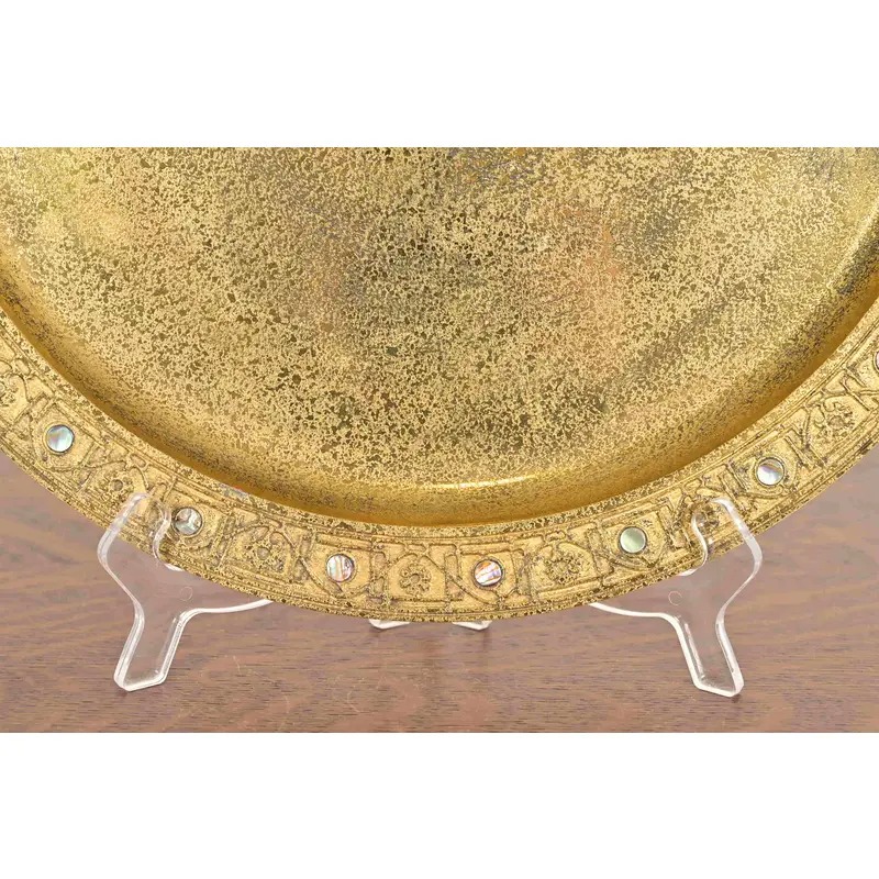 Tiffany Studios New York Bronze Doré Large Tray With Abalone Inlay - Image 7