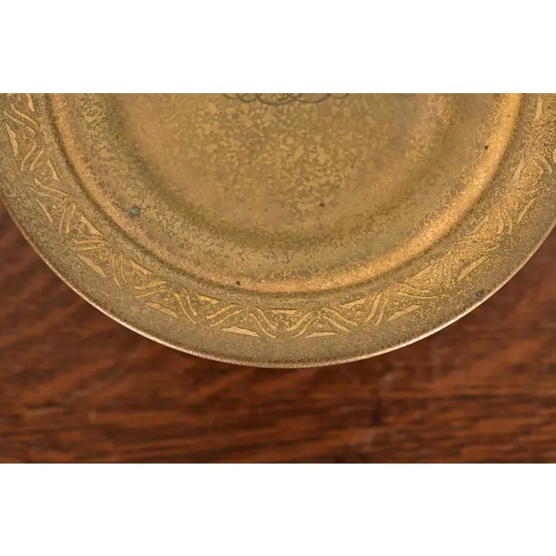 Tiffany Studios New York Bronze Doré Pedestal Bowl or Compote Dish With Decorative Border - Image 7