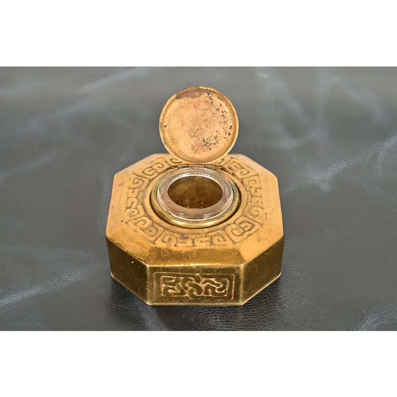 Tiffany Studios New York Zodiac Bronze Doré Inkwell - Image 7