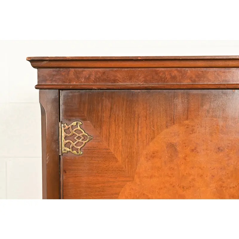 Antique Art Deco Burl Wood Armoire Dresser or Gentleman's Chest, Circa 1930s - Image 8