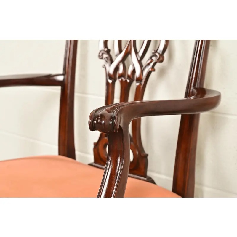 Baker Furniture Chippendale Carved Mahogany Armchairs, Pair - Image 8