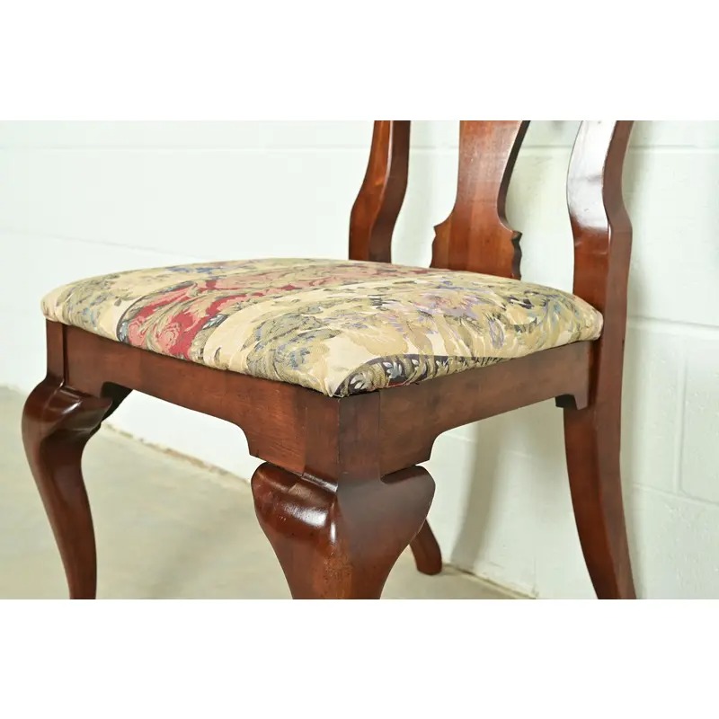 Baker Furniture Style Queen Anne Solid Cherry Wood Dining Chairs, Set of Six - Image 8