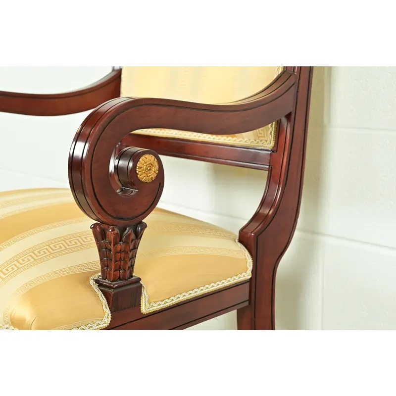 Baker Furniture Style Regency Carved Mahogany Armchairs, Pair - Image 8