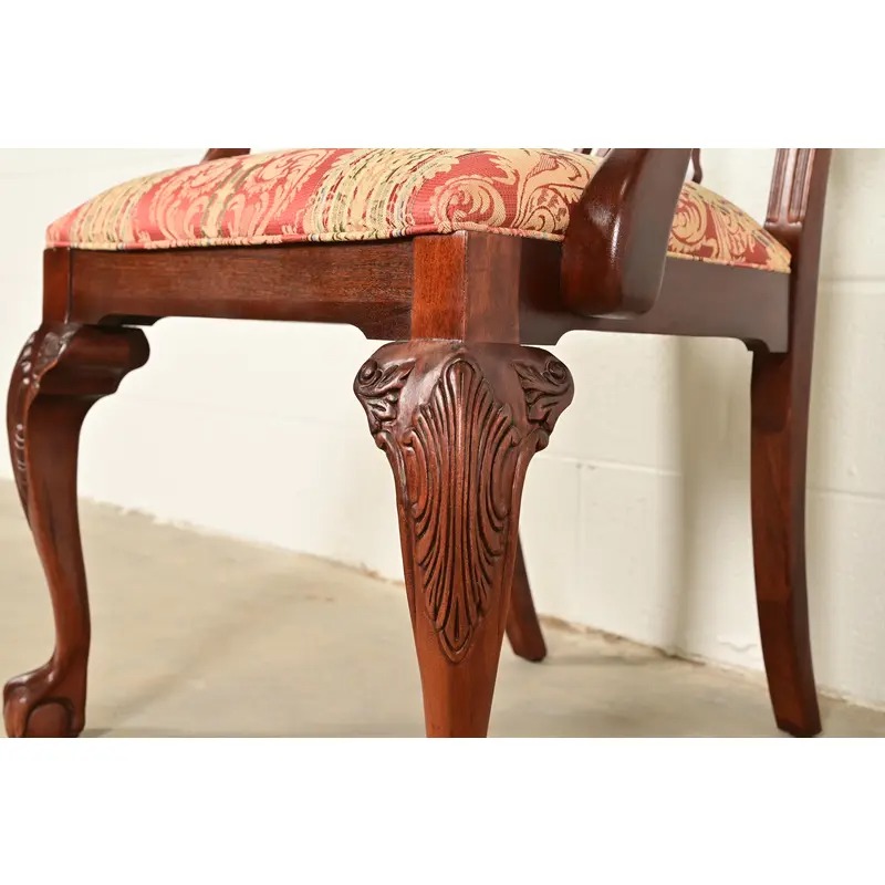 Ethan Allen Chippendale Carved Mahogany Dining Chairs, Set of Eight - Image 8