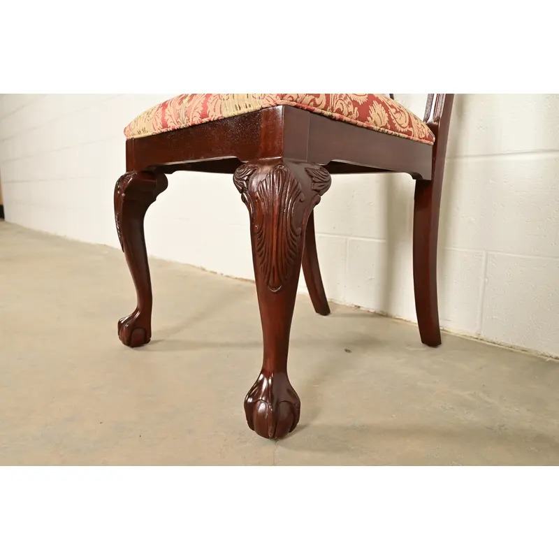 Ethan Allen Chippendale Carved Mahogany Dining Chairs, Set of Six - Image 8
