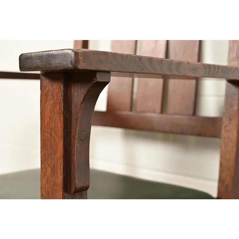Gustav Stickley Harvey Ellis Antique Mission Oak Arts & Crafts Armchairs, Pair - Image 8