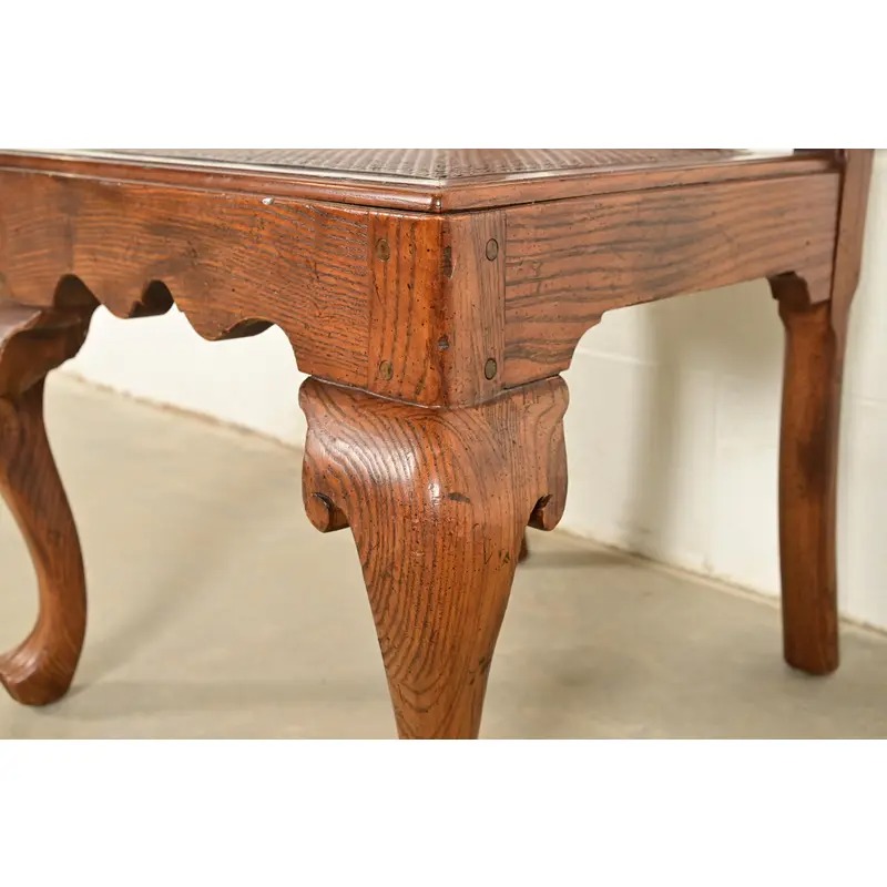 Henredon Georgian Carved Oak and Cane Side Chairs or Dining Chairs, Pair - Image 8