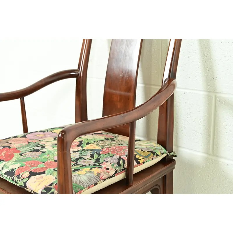 Henredon Hollywood Regency Chinoiserie Sculpted Mahogany Armchairs, Pair - Image 8