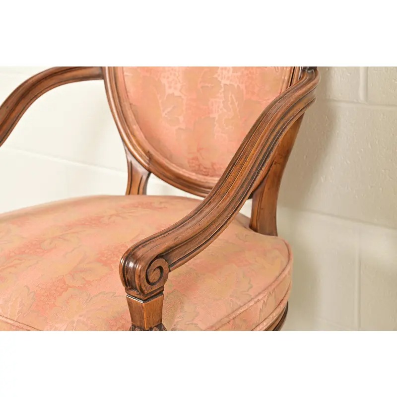 Karges French Regency Louis XVI Carved Walnut Armchairs, Pair - Image 8