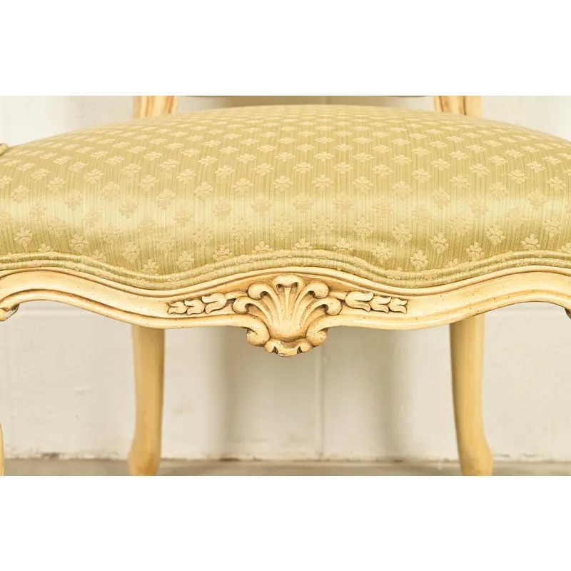 Karges French Regency Louis XVI Cream Lacquered Armchairs, Pair - Image 8