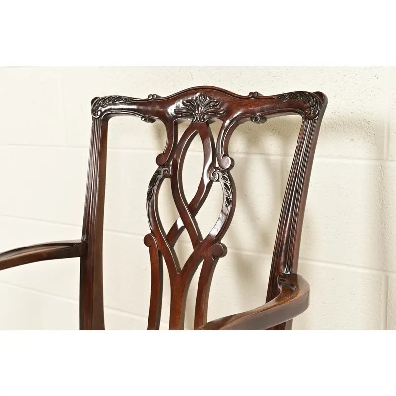 Kindel Furniture Georgian Carved Mahogany Armchairs, Pair - Image 8