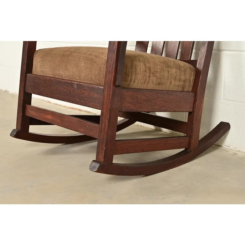 Stickley Style Antique Mission Oak Arts & Crafts Rocking Chair, Circa 1910 - Image 8