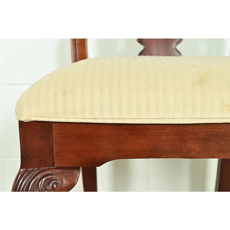Thomasville Chippendale Carved Cherry Wood Side Chairs or Dining Chairs, Pair - Image 8