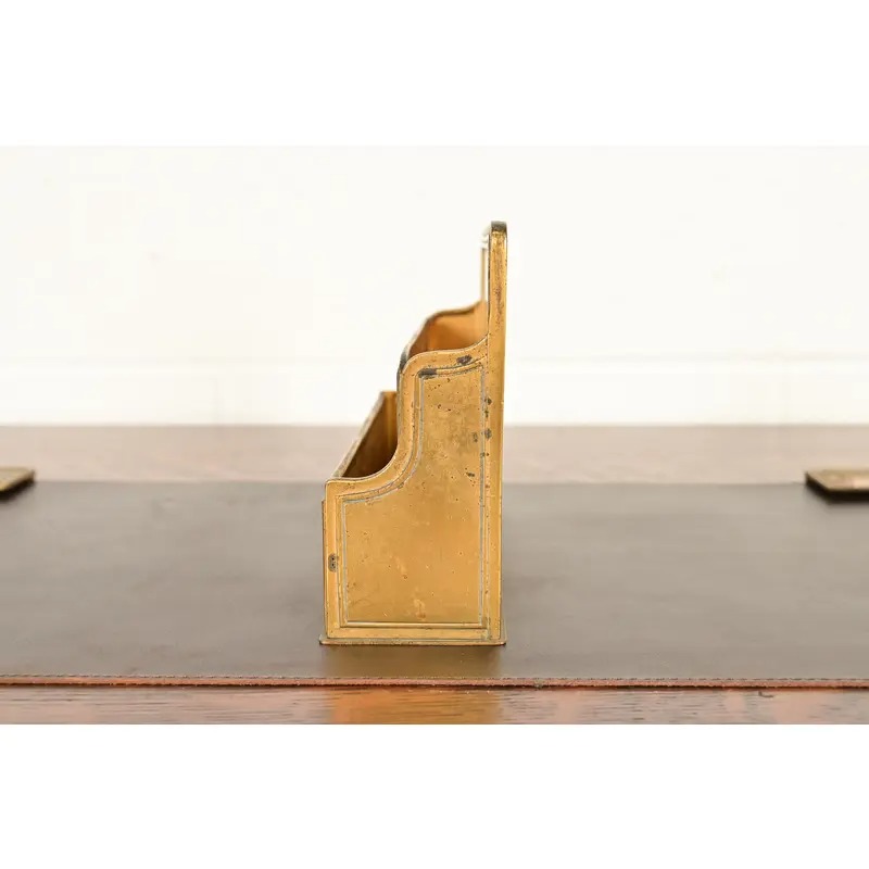 Tiffany Studios New York Bookmark Pattern Bronze Doré and Enamel Letter Rack - Image 8
