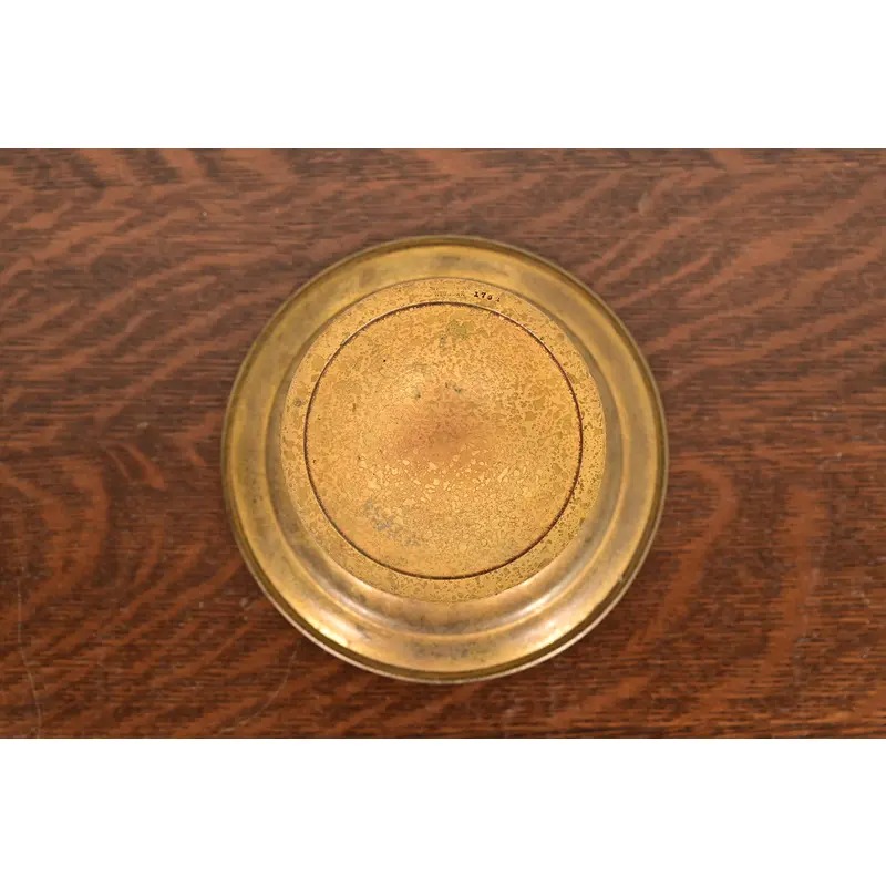 Tiffany Studios New York Bronze Doré Pedestal Bowl or Compote Dish With Decorative Border - Image 8