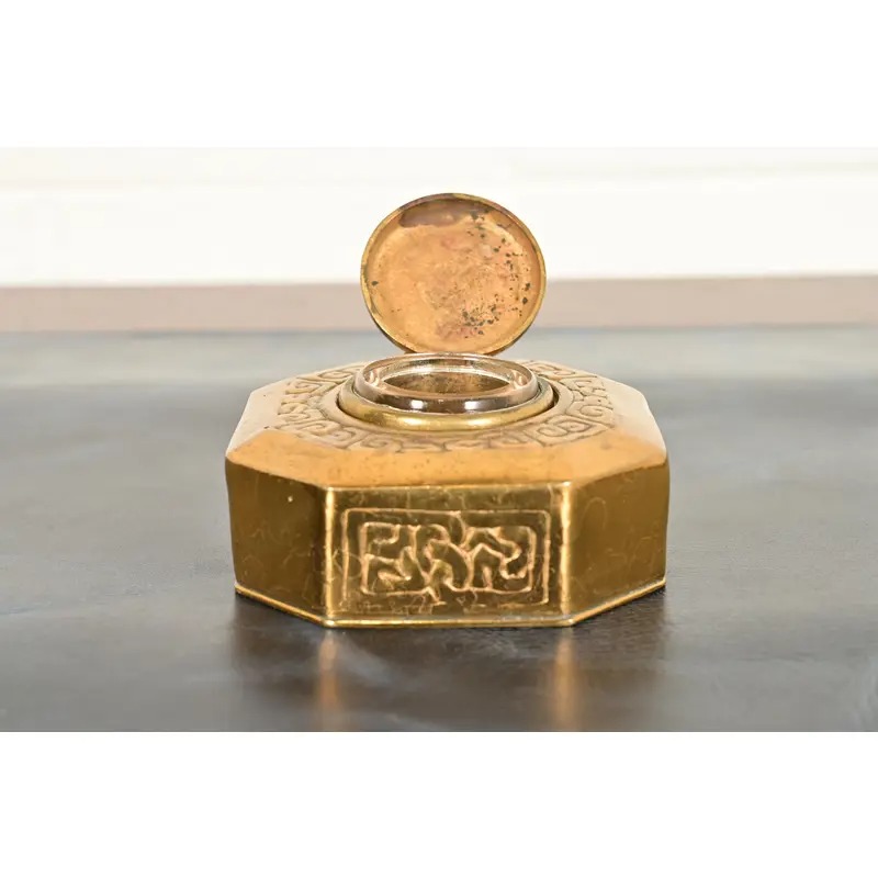 Tiffany Studios New York Zodiac Bronze Doré Inkwell - Image 8