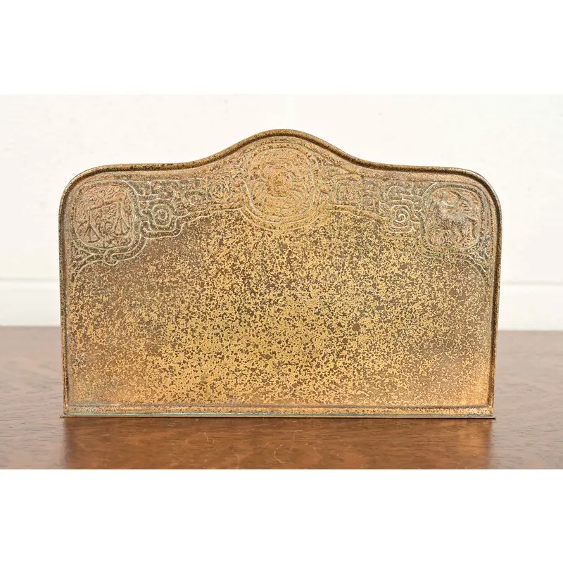 Tiffany Studios New York Zodiac Pattern Bronze Doré Letter Rack - Image 8