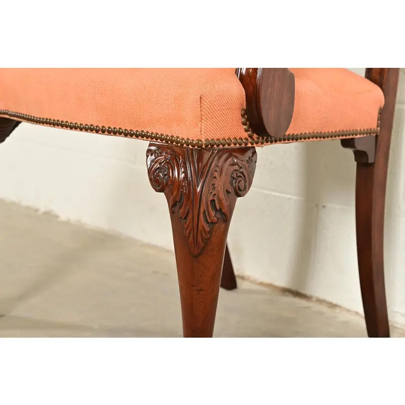 Baker Furniture Chippendale Carved Mahogany Armchairs, Pair - Image 9