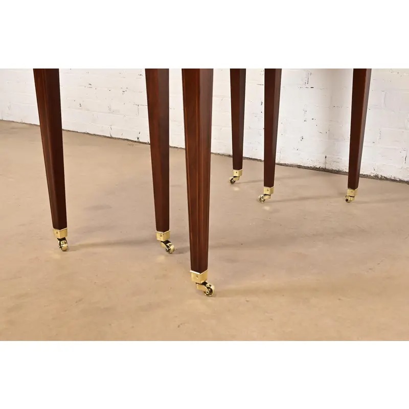 Baker Furniture Federal Banded Mahogany Drop Leaf Dining or Breakfast Table, Newly Refinished - Image 9