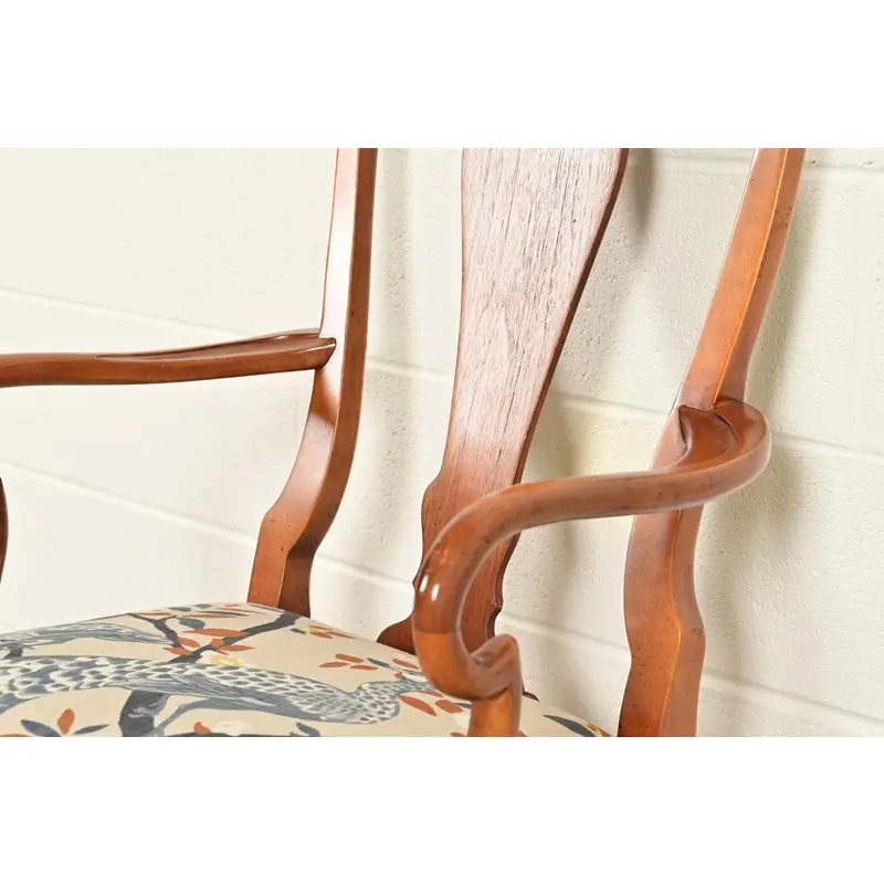 Baker Furniture Queen Anne Carved Walnut Dining Chairs, Set of Six - Image 9