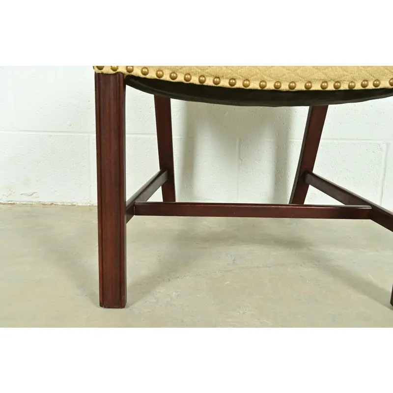 Baker Furniture Style Georgian Carved Mahogany Dining Chairs, Set of Four - Image 9