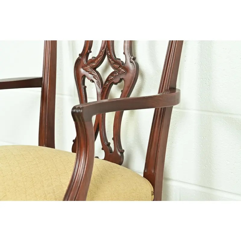 Baker Furniture Style Georgian Carved Mahogany Dining Chairs, Set of Six - Image 9