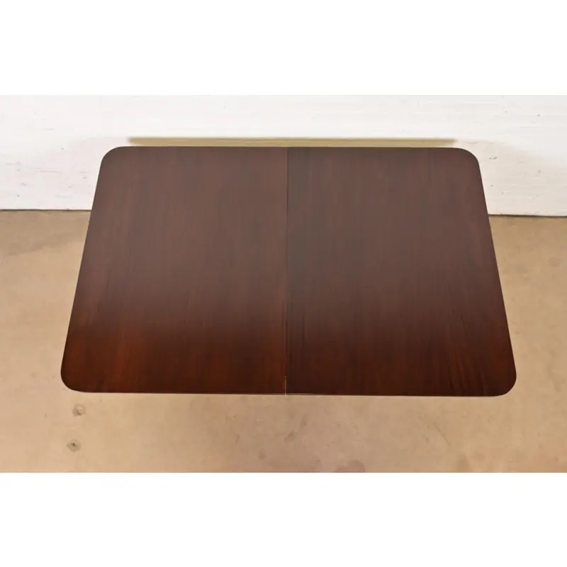 Baker Furniture Style Georgian Mahogany Double Pedestal Extension Dining Table, Newly Refinished - Image 9