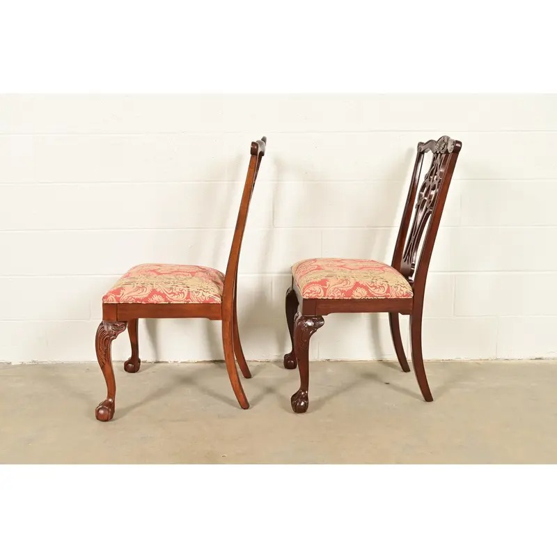 Ethan Allen Chippendale Carved Mahogany Dining Chairs, Set of Six - Image 9