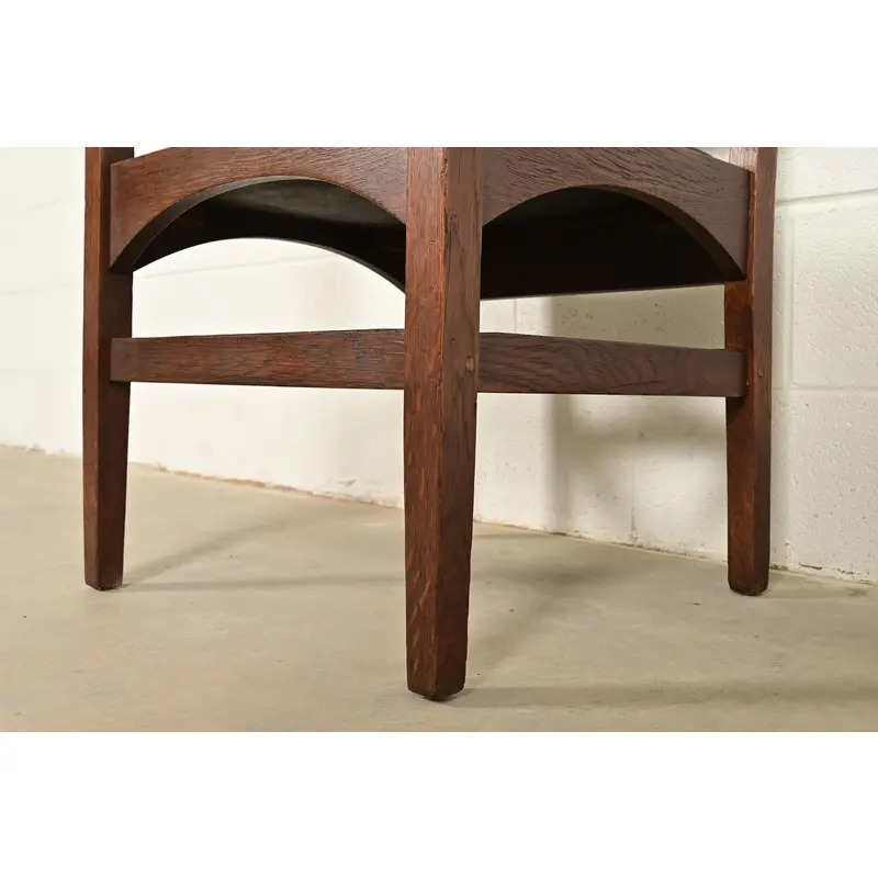 Gustav Stickley Harvey Ellis Antique Mission Oak Arts & Crafts Armchairs, Pair - Image 9