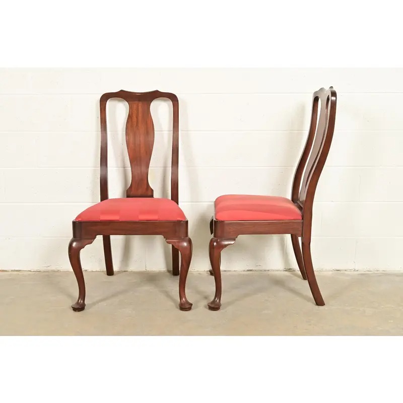 Henkel Harris Queen Anne Solid Mahogany Dining Chairs, Set of Four - Image 9