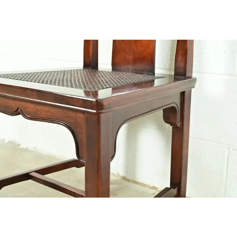 Henredon Hollywood Regency Chinoiserie Sculpted Mahogany Dining Chairs, Set of Six - Image 9