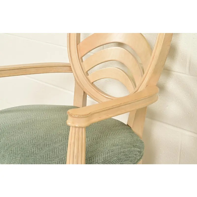 Henredon Modern Art Deco Carved Oak Dining Chairs, Set of Eight - Image 9