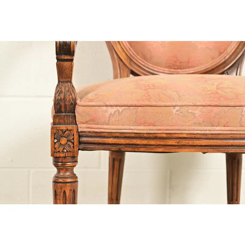 Karges French Regency Louis XVI Carved Walnut Armchairs, Pair - Image 9