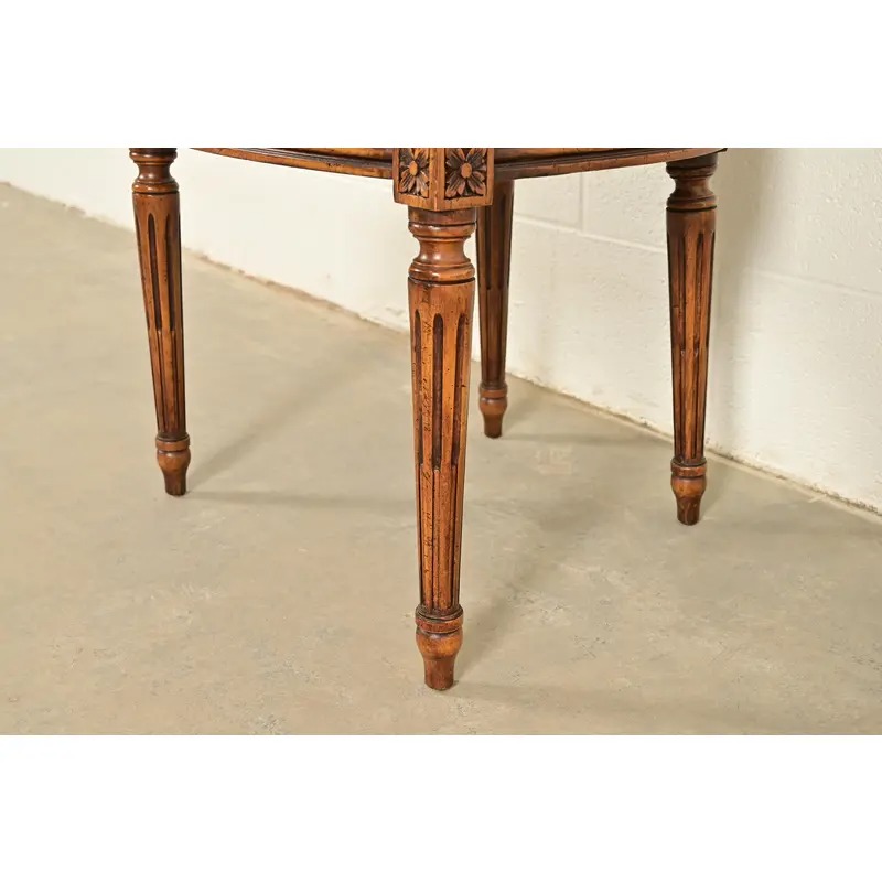 Karges French Regency Louis XVI Carved Walnut Cane Back Dining Chairs, Set of Four - Image 9