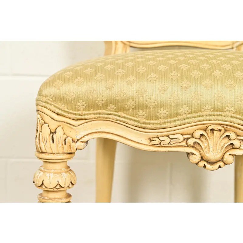 Karges French Regency Louis XVI Cream Lacquered Side Chairs or Dining Chairs, Pair - Image 9