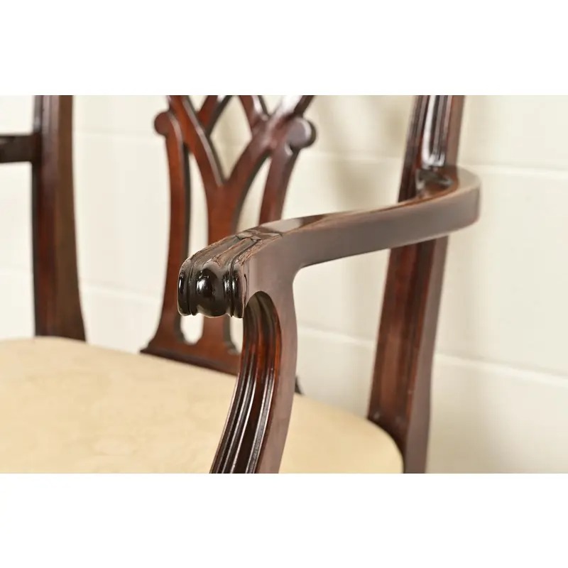 Kindel Furniture Georgian Carved Mahogany Armchairs, Pair - Image 9