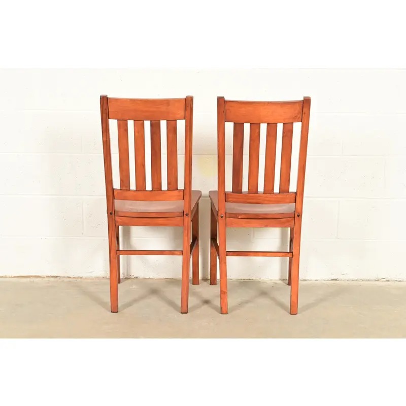 Limbert Style Antique Mission Oak Arts & Crafts Side Chairs or Dining Chairs, Pair - Image 9