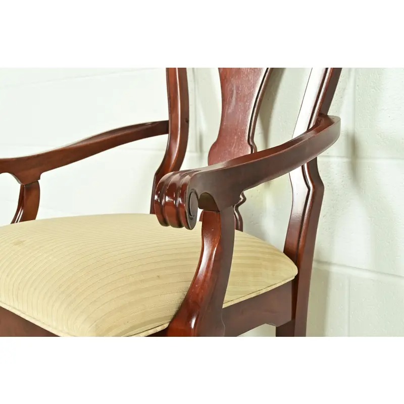 Thomasville Chippendale Carved Cherry Wood Dining Chairs, Set of Eight - Image 9