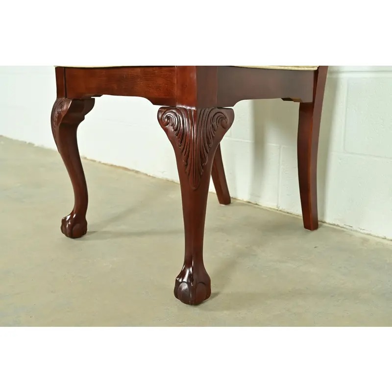 Thomasville Chippendale Carved Cherry Wood Side Chairs or Dining Chairs, Pair - Image 9