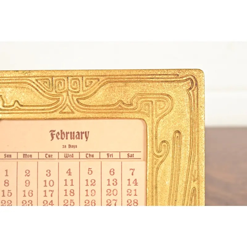 Tiffany Studios New York Chinese Pattern Bronze Doré Desk Calendar Frame or Picture Frame - Image 9