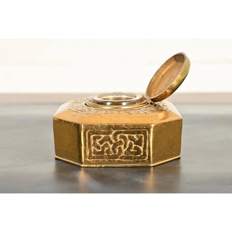 Tiffany Studios New York Zodiac Bronze Doré Inkwell - Image 9